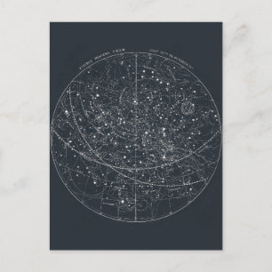 Vintage Constellation Map Postcard