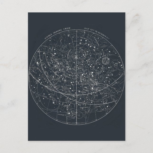 Vintage Constellation Map Postcard (Front)