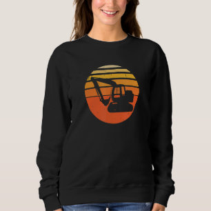 Vintage Construction Excavator 70s 80s Retro Sunse Sweatshirt