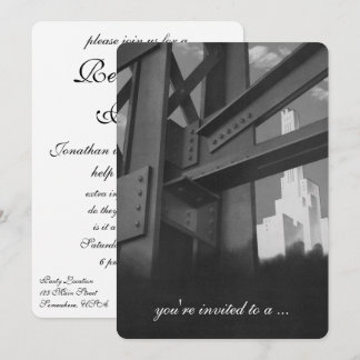 Vintage Construction Skyscrapers Retirement Party Invitation