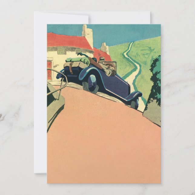 Vintage Convertible Car Road Trip in the Country (Front)