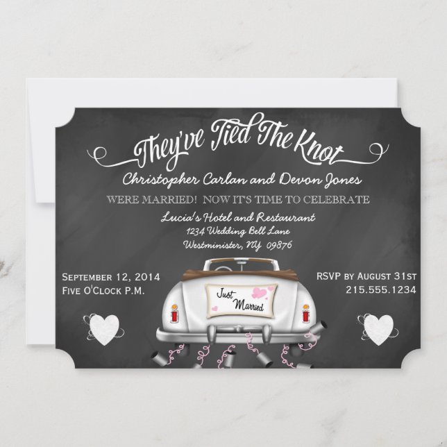 Vintage Convertible Chalkboard Post Wedding Invite (Front)