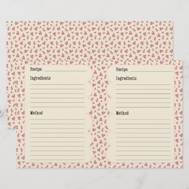 Vintage Cook Recipes  Stationery (Front/Back)