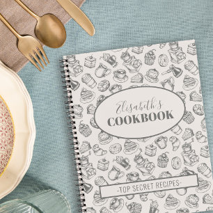 Vintage cookbook name personalised recipes journal