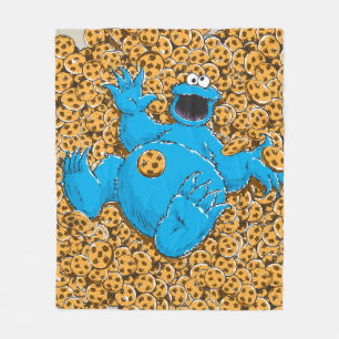 Vintage Cookie Monster and Cookies Fleece Blanket