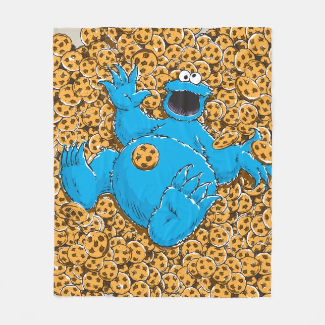 Vintage Cookie Monster and Cookies Fleece Blanket (Front)