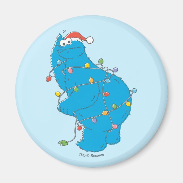 Vintage Cookie Monster Christmas Lights Magnet (Front)