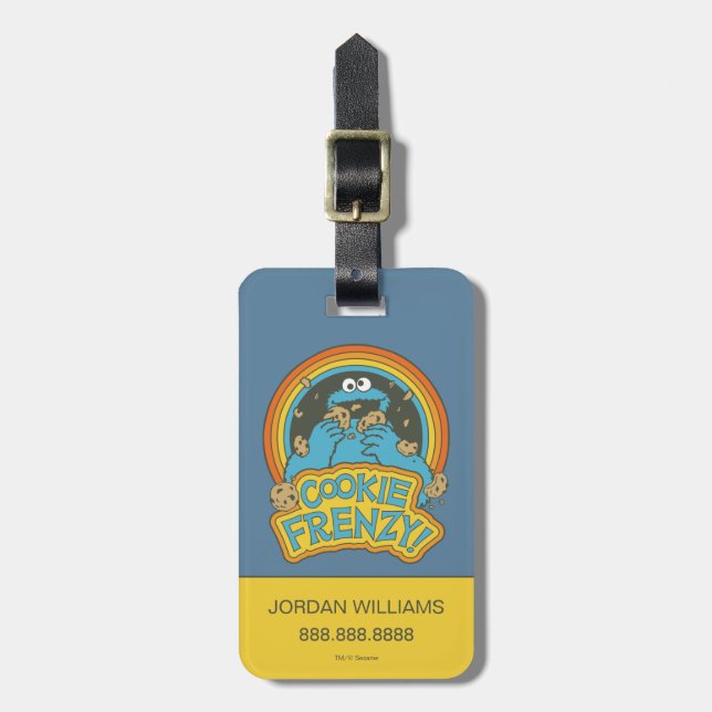 Vintage Cookie Monster | Cookie Frenzy Luggage Tag (Front Vertical)