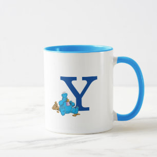 Vintage Cookie Monster Eating Cookies Monogram Y Mug