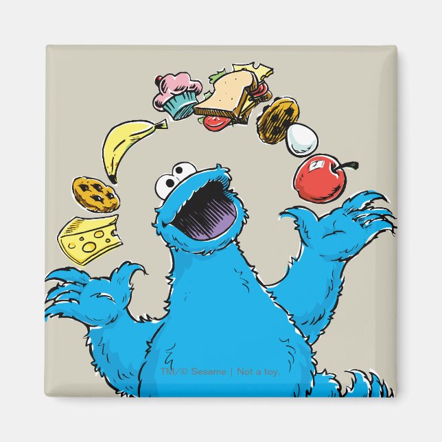 Vintage Cookie Monster Juggling Magnet (Front)