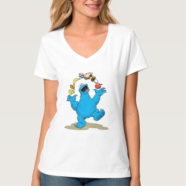 Vintage Cookie Monster Juggling T-Shirt (Front)