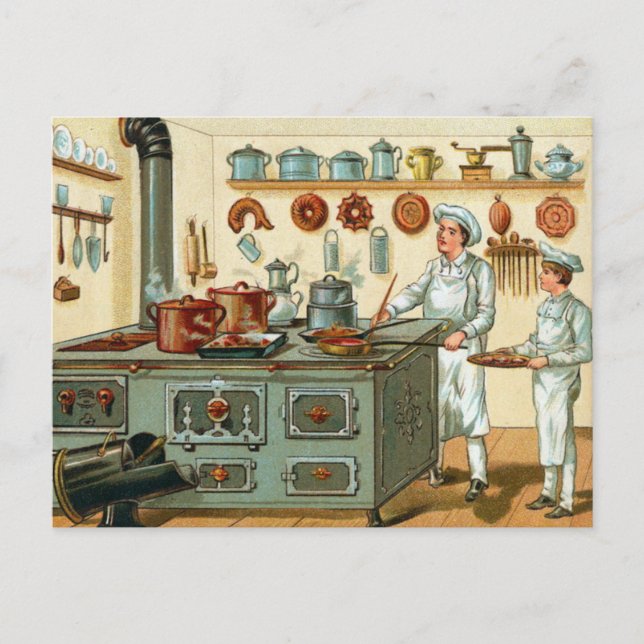 Vintage Cooks in the Kitchen Postcard (Front)
