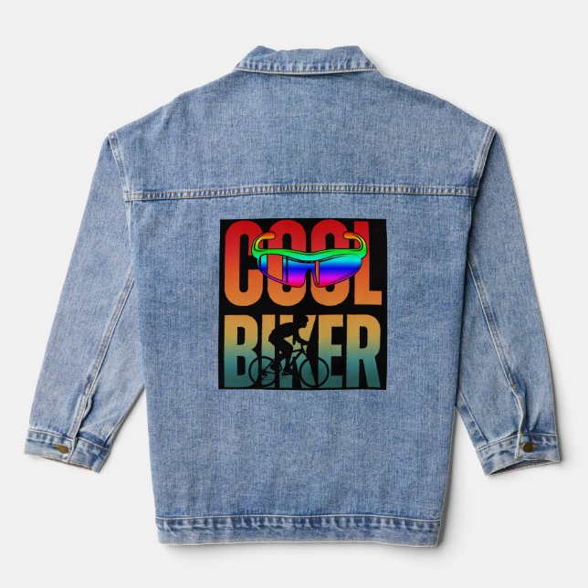 Vintage Cool Biker Denim Jacket (Back)