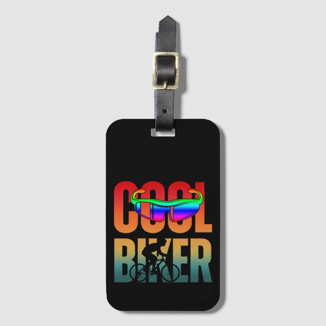 Vintage Cool Biker Luggage Tag (Front Vertical)