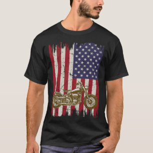 Vintage Cool Biker Motorcycle Distressed USA Ameri T-Shirt