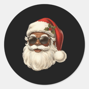 Vintage Cool Black Christmas Santa African Xmas Me Classic Round Sticker