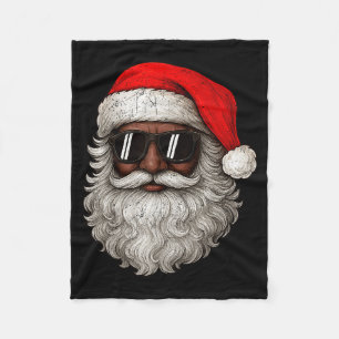 Vintage Cool Black Christmas Santa African Xmas Me Fleece Blanket