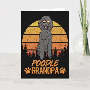 Vintage Cool Black Standard Poodle Dog Grandpa Fat Card