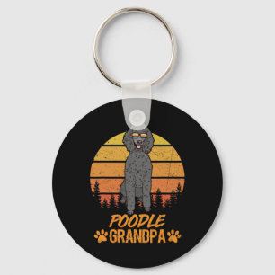 Vintage Cool Black Standard Poodle Dog Grandpa Fat Key Ring