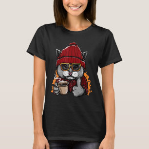 Vintage Cool Cat With Coffee T-Shirt