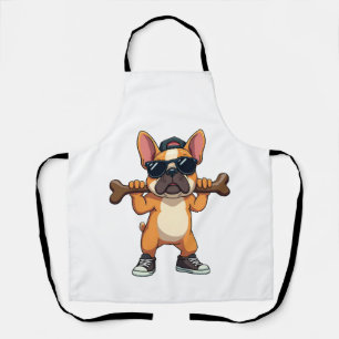 Vintage Cool French Bulldog Carrying Bone Cartoon Apron