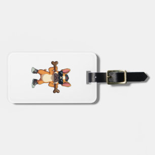Vintage Cool French Bulldog Carrying Bone Cartoon  Luggage Tag