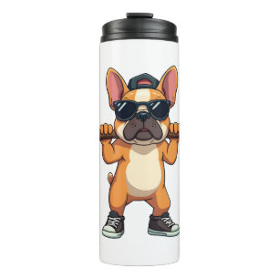 Vintage Cool French Bulldog Carrying Bone Cartoon  Thermal Tumbler