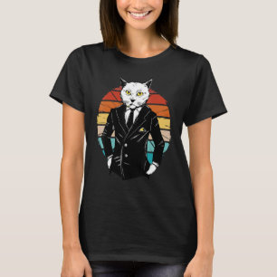 Vintage Cool Gangster Cat Wearing A Suit Cats Char T-Shirt