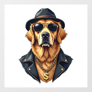 Vintage Cool Golden Retriever Dog in Sunglasses an