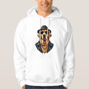 Vintage Cool Golden Retriever Dog in Sunglasses an Hoodie