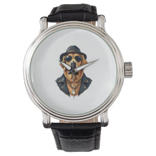 Vintage Cool Golden Retriever Dog in Sunglasses an Watch