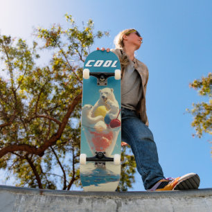 Vintage Cool Polar Bear Ice Cream Sundae Skateboard