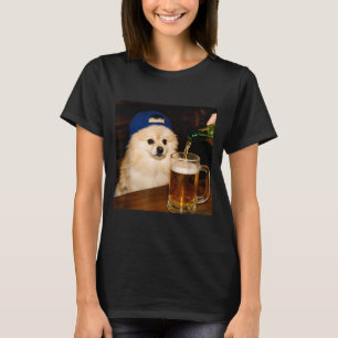 Vintage Cool Pomeranian Drinking Beer Pomeranian T-Shirt