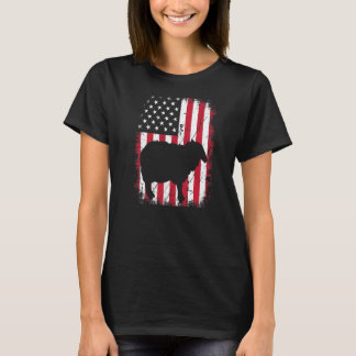 Vintage Cool Sheep Animal Retro Usa American Flag T-Shirt