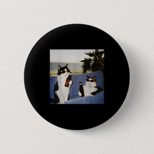 Vintage Cool Sungles Cat Drinking Beer Cat Meme Ca 6 Cm Round Badge