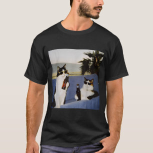 Vintage Cool Sungles Cat Drinking Beer Cat Meme Ca T-Shirt
