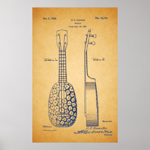 Vintage Cool Ukulele Patent Art Poster