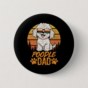 Vintage Cool White Toy Poodle Dad Fathers Day For  6 Cm Round Badge