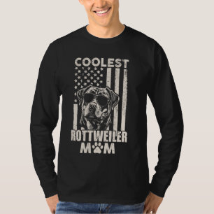 Vintage Coolest Rottweiler Mum USA American Flag F T-Shirt