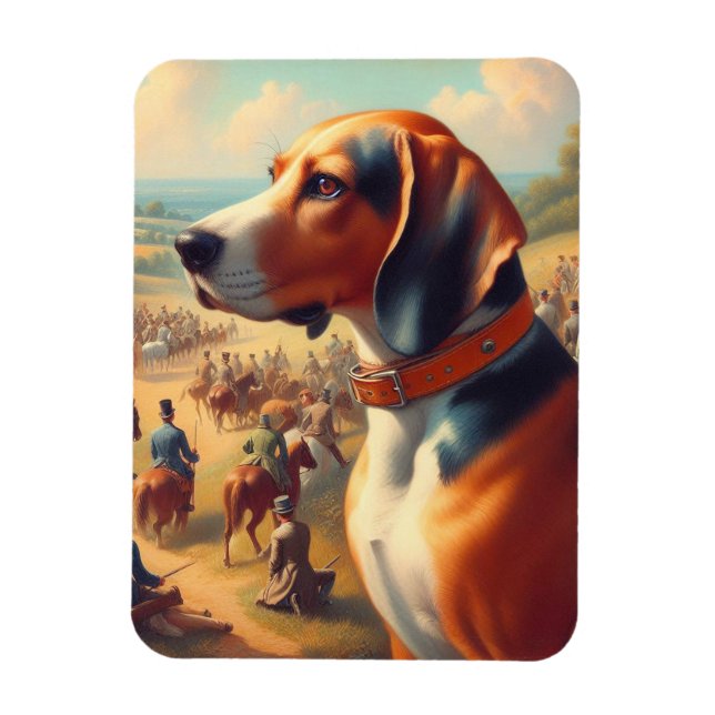 Vintage Coonhound Dog Painting Magnet (Vertical)