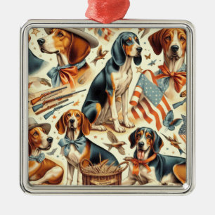 Vintage Coonhound Dog Seamless Metal Tree Decoration