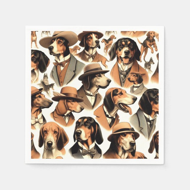 Vintage Coonhound Dog Seamless Napkin (Front)