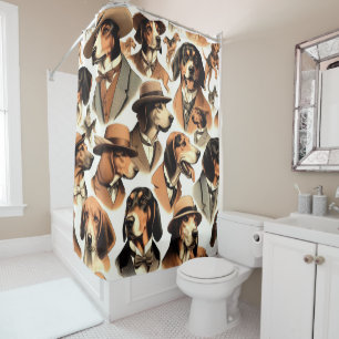 Vintage Coonhound Dog Seamless Shower Curtain