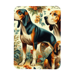 Vintage Coonhound Seamless Painting Magnet