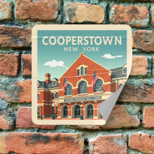 Vintage Cooperstown New York Square Sticker