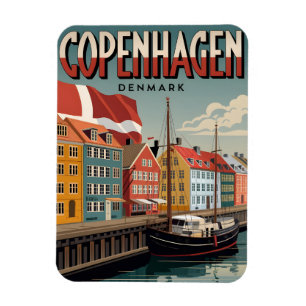 Vintage Copenhagen colourful houses gifts Magnet