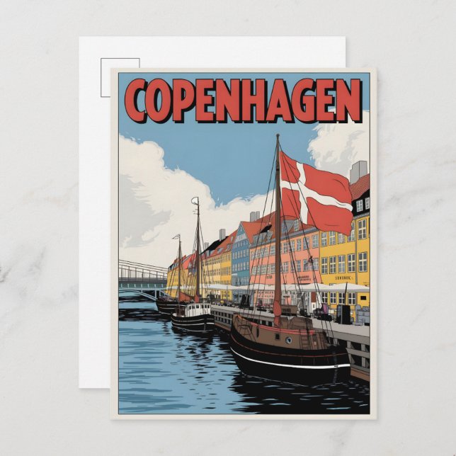 Vintage Copenhagen denmark colourful houses gifts Postcard (Front/Back)