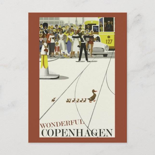 Vintage Copenhagen Denmark Ducks Travel Postcard (Front)