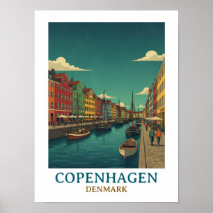 Vintage Copenhagen Denmark Historic Architecture Poster
