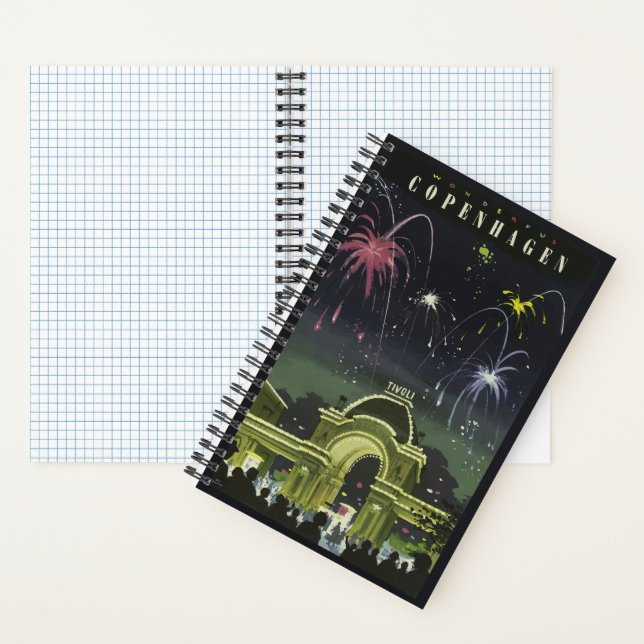 Vintage Copenhagen Illustration Travel Poster Notebook (Inside)